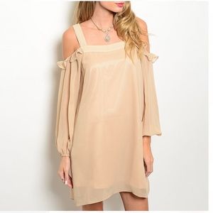 Nude off the shoulder dress